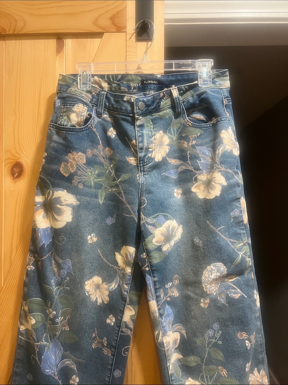 Flamingals brand floral design ladies jeans size